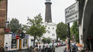 <p>Ein Blick auf den Leuchtturm in Köln-Ehrenfeld</p>