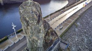 <p>Der Löwe der Gileppe-Talsperre wurde vergangene Woche gesäubert.</p>