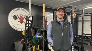 <p>Andy Cormann in der „Ballerbude“ in der Eupener Unterstadt</p>