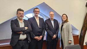 <p>François Jongen, Jürgen Heck, Robert Queck und Ministerin Isabelle Weykmans am Donnerstag</p>