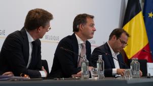 <p>Sind Teil der aktuellen Föderalregierung: Pierre-Yves Dermagne, Alexander De Croo und David Clarinval (v.l.n.r.).</p>