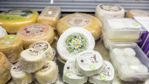 <p>Käse aus belgischer Produktion in einem Brüsseler Laden.</p>