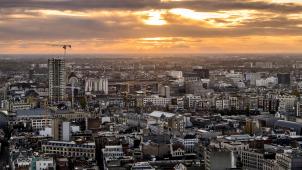 <p>Ein Blick von oben auf die Stadt Antwerpen</p>