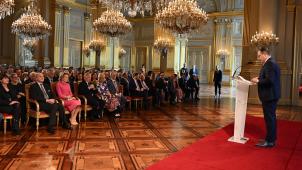 <p>Bart De Wever bei seiner Ansprache am Dienstagvormittag im Königlichen Palast</p>