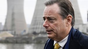 <p>Bart De Wever bei einer Pro-Kernenergie-Aktion in Tihange im Januar 2023</p>