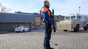 <p>Polizeipräsenz an der Metrostation Clemenceau in Anderlecht.</p>