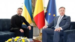 <p>Vier-Augen-Gespräch im Amtssitz des Premierministers: Wolodymyr Selenskyj und Bart De Wever</p>