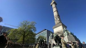 <p>Zeremonie zum Gedenken an die belgischen Soldaten,die seit 1945 im Dienst des Friedens gefallen sind.</p>