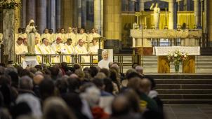 <p>Der Gedenkgottesdienst für Papst Franziskus fand in der Basilika von Koekelberg statt.</p>