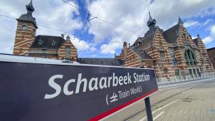 <p>Ein Blick von außen auf das Eisenbahnmuseum Train World in Schaerbeek</p>