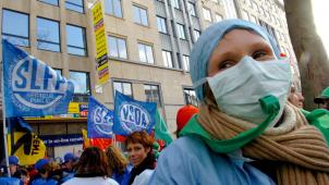 <p>Pflegekräfte und Sozialdienste gehen in der Hauptstadt wiederauf die Straße.</p>