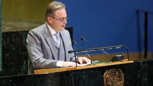 <p>Bart de Wever bei der UN-Generalversammlung in New York</p>