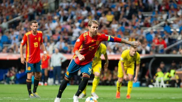 <p>Kapitän Sergio Ramos brachte Spanien durch einen Elfmeter mit 1:0 in Führung.</p>