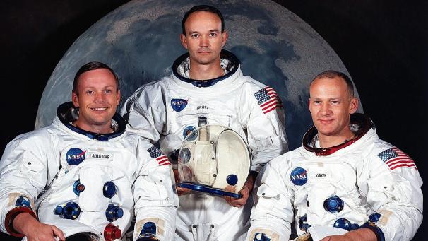 <p>Die Besatzung von „Apollo 11“, die Astronauten Neil Armstrong (l-r), Michael Collins und Edwin Aldrin.</p>