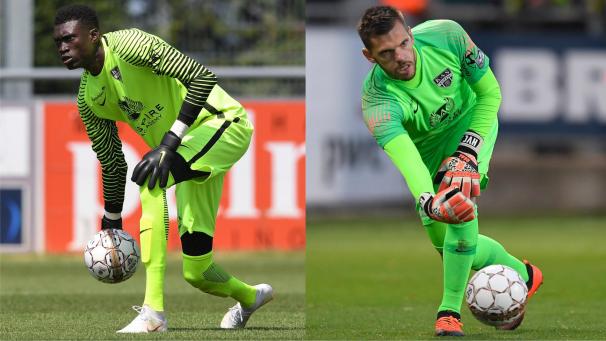 <p>Sind zwischen den Pfosten zu Hause: Babacar Niasse und Hendrik Van Crombrugge.</p>