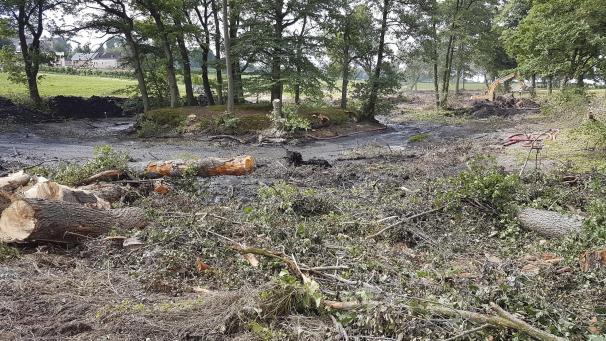 <p>Zurzeit sieht es nicht schön aus an den Weihern. Es wird mit schwerem Gerät gerodet, gebaggert und gefällt. Nach der Instandsetzung sollen hier private Angelteiche entstehen.</p>