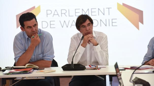 <p>Die Parteichefs von Ecolo und PS, Jean-Marc Nollet und Elio Di Rupo (v.l.n.r.).</p>