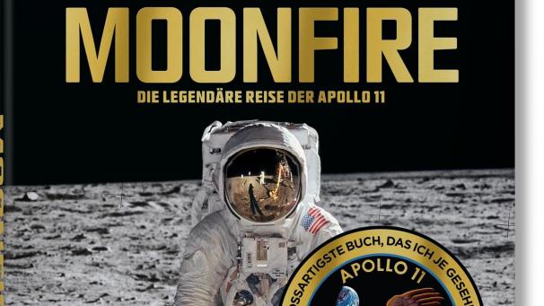 <p>Ausschnitt des Covers des Buches „Moonfire“ von Norman Mailer mit unveröffentlichten Fotos der Mondlandung vor 50 Jahren. Zum Jahrestag der historischen Reise erscheint die Reportage nun erneut – als Prachtband.</p>
