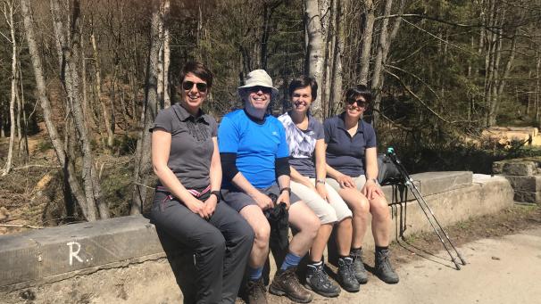 <p>Andrea Frints, Dirk Steffens, Christine Ernst und Esther Jousten (v.l.) haben sich intensiv auf den Trailwalker vorbereitet. Der Spaß kam bei den Trainingseinheiten allerdings nicht zu kurz.</p>