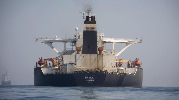 <p>Der Supertanker „Grace 1“ liegt in den Gewässern von Gibraltar.</p>