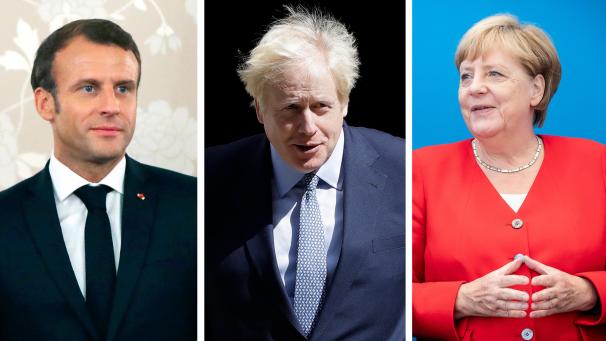 <p>Emmanuel Macron, Boris Johnson und Angela Merkel (v.l.n.r.) stehen komplizierte Gespräche bevor.</p>