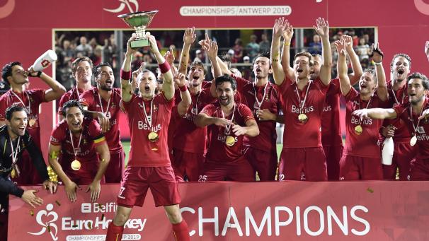 <p>Die „Red Lions“ feiern ihren ersten EM-Titel.</p>
