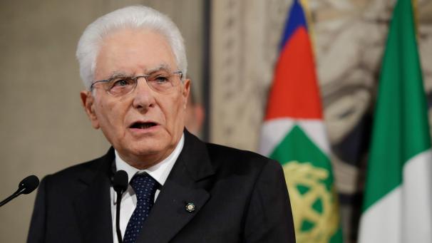 <p>Sergio Mattarella, Präsident von Italien, spricht mit der Presse im Quirinalspalast.</p>