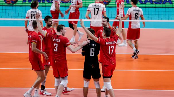 <p>Haben die belgischen Volleyballer auch am frühen Samstagabend wieder Grund zum Jubel?</p>