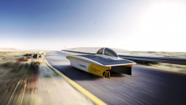 <p>Mit diesem Solarfahrzeug wollen die Aachener in Australien an den Start gehen.</p>