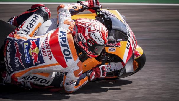 <p>Marc Marquez (Honda) stürmt seinem sechsten MotoGP-Titel entgegen.</p>