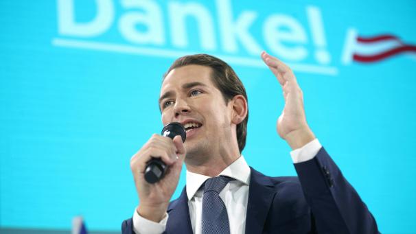 <p>Sebastian Kurz, ÖVP-Chef und Spitzenkandidat, spricht nach seinem Wahlsieg zu Anhängern.</p>