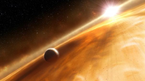 <p>Künstlerische Darstellung eines Exoplaneten.</p>