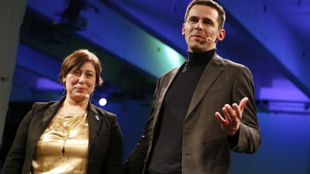 <p>Die Parteipräsidenten der Grünen: Meyrem Almaci (Groen) and Jean-Marc Nollet (Ecolo).</p>