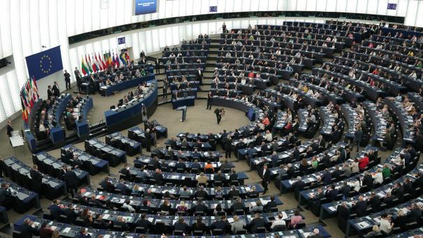 <p>Ein Blick in den Plenarsaal im Europaparlament</p>