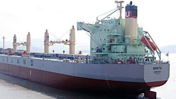 <p>Dieses Foto der „MV Bonita“ stammt von der Website der Reederei J.J. Ugland: Das Schiff ist knapp 190 Meter lang.</p>