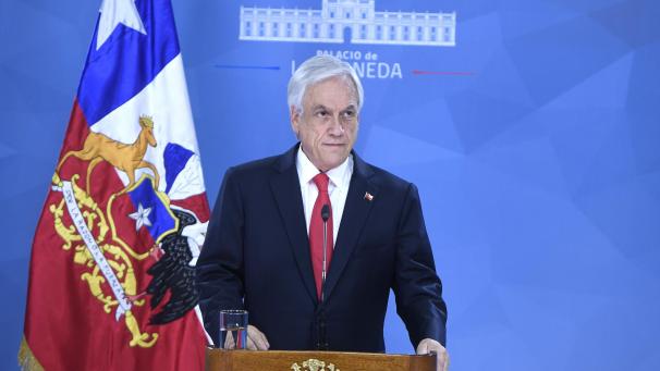<p>Sebastian Piñera, Präsident von Chile, auf einer Pressekonferenz.</p>