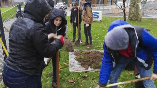 <p>Da die Schüler der Eupener PDS nicht mehr zufrieden waren nur über den Klimawandel zu reden, wurden zwölf von ihnen aktiv und pflanzten als Zeichen für den Umweltschutz fünf Obstbäume.</p>