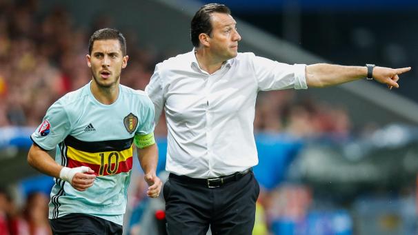 <p>Ein Archivild von Marc Wilmots (r.) aus dem Jahr 2016, als er noch Trainer der Roten Teufel war.</p>