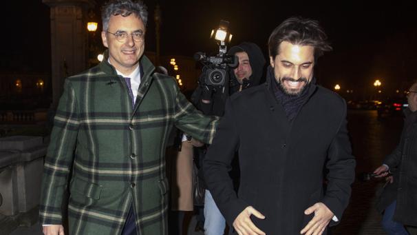 <p>Das neue Informatoren-Duo Joachim Coens (l.) und Georges-Louis Bouchez nach der Audienz beim König am Dienstagabend.</p>