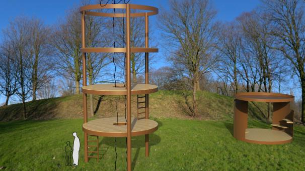 <p>Ein Rahmen aus Cortenstahl, die einzelnen Ebenen mit Holz ausgearbeitet und in der Mitte ein Baum integriert: So könnte der künftige Turm im Park Loten ausschauen.</p>