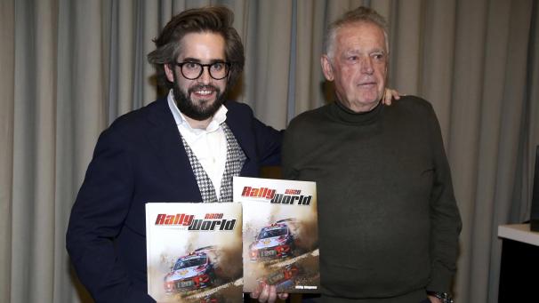 <p>Nick und Vater Willy Weyens stellten ihren 35. Band von Rally World vor.</p>