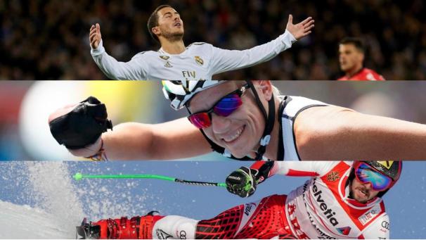 <p>Haben es in den GE-Jahresrückblick geschafft: Eden Hazard (oben), Marieke Vervoort (Mitte) und Marcel Hirscher (unten).</p>