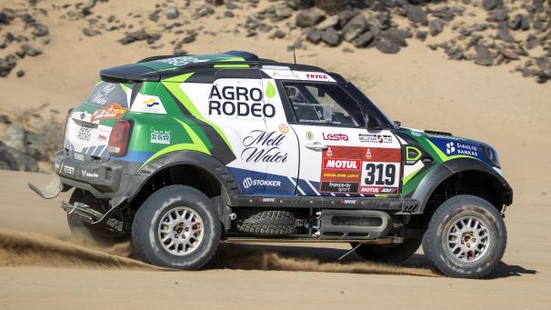 <p>Vaidotas Zala in seinem Mini während der ersten Etappe der Rallye Dakar 2020.</p>