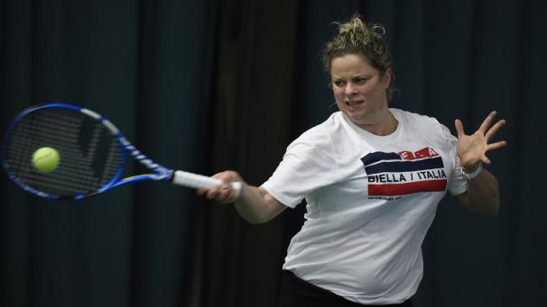 <p>Kim Clijsters während einer Trainingseinheit am Mittwoch in Bree.</p>