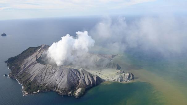 <p>White Island nach dem Vulkanausbruch.</p>