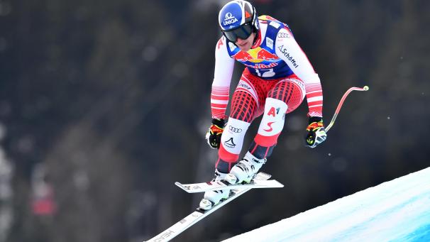 <p>Der Österreicher Matthias Mayer bei seiner siegreichen Abfahrt.</p>