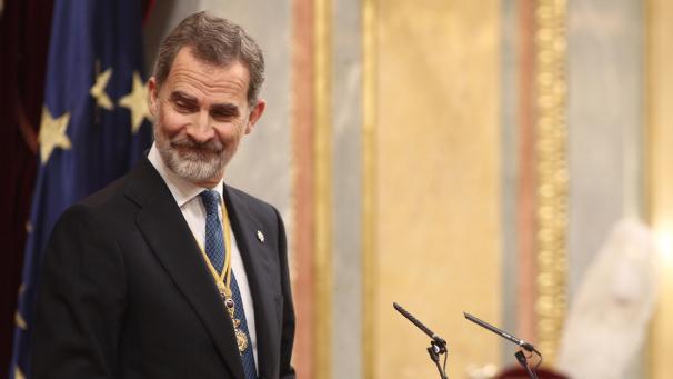 <p>Die spanische Königsfamilie - hier zu sehen ist König Felipe VI - hat die 14. Legislaturperiode im Parlament eröffnet.</p>