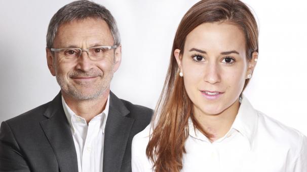 <p>Marie Meyer (katholische Religionslehrerin) und Prof. Dr. Guido Meyer (Religionspädagoge, RWTH Aachen)</p>