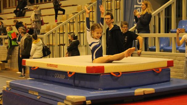 <p>Etwa 400 Kinder waren diesmal beim Eupener „Kids Gym Cup“ dabei. Marie hatte den schwierigsten Parcours gewählt.</p>