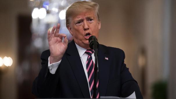 <p>Donald Trump, Präsident der USA, spricht im Ostsaal des Weißen Hauses.</p>